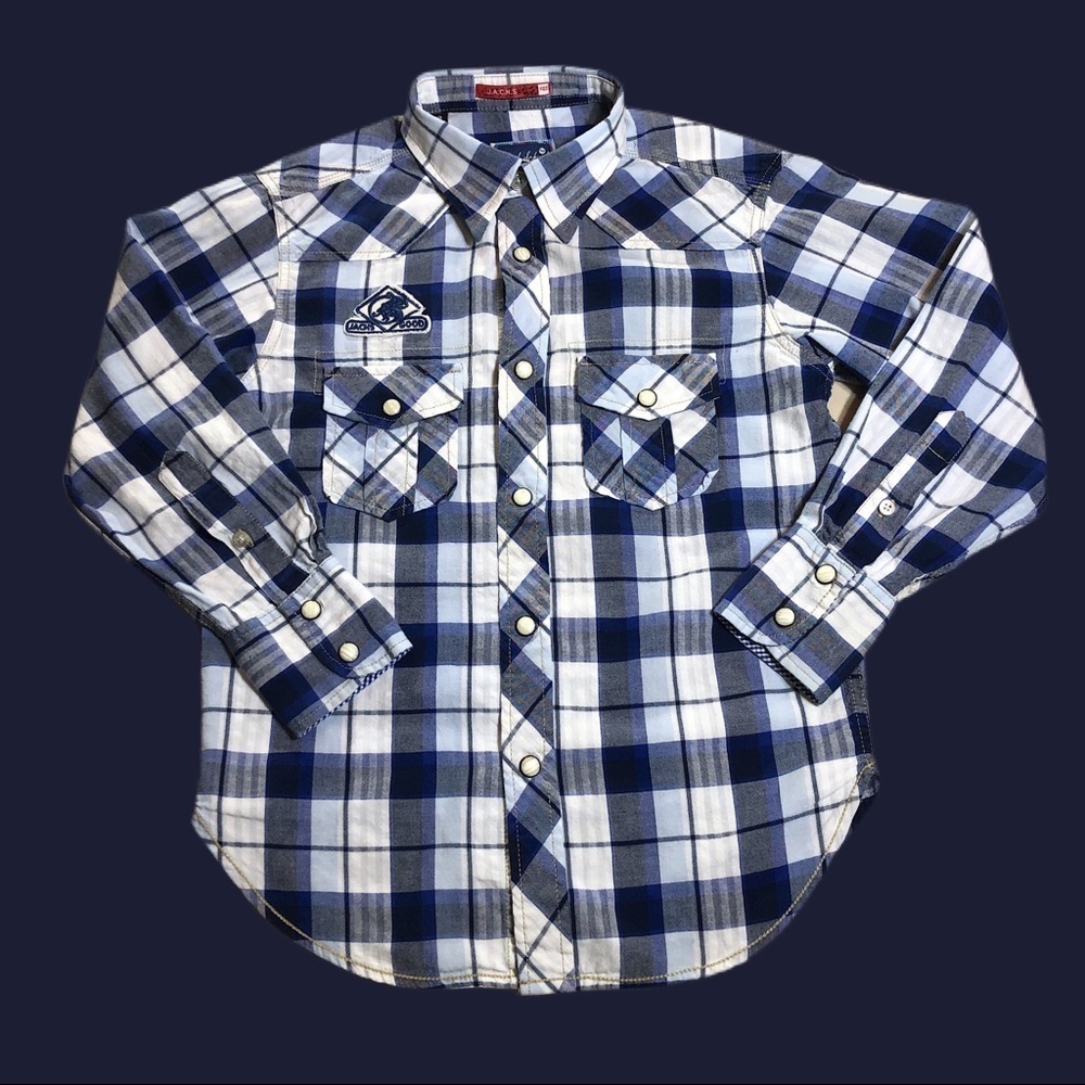 JACHS Kidz Plaid Snap Button Up Shirt